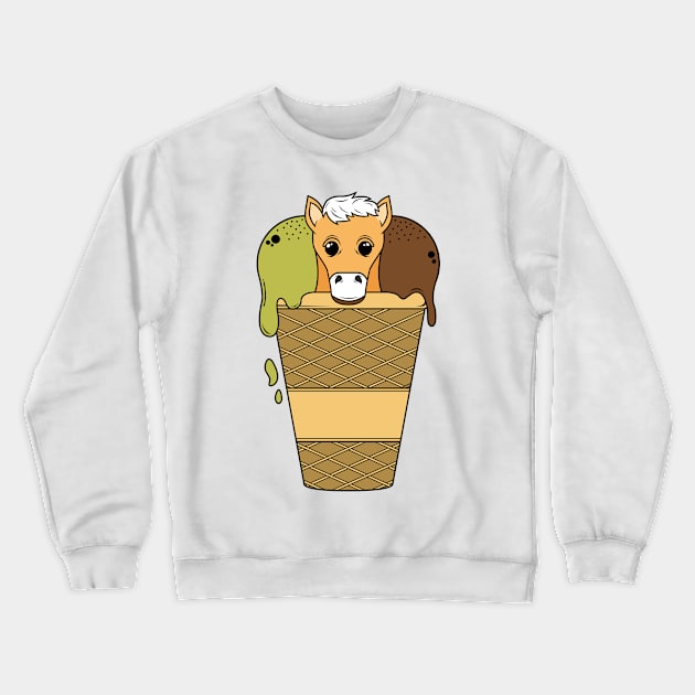 Cute horse in a mug with ice creme Crewneck Sweatshirt by Markus Schnabel